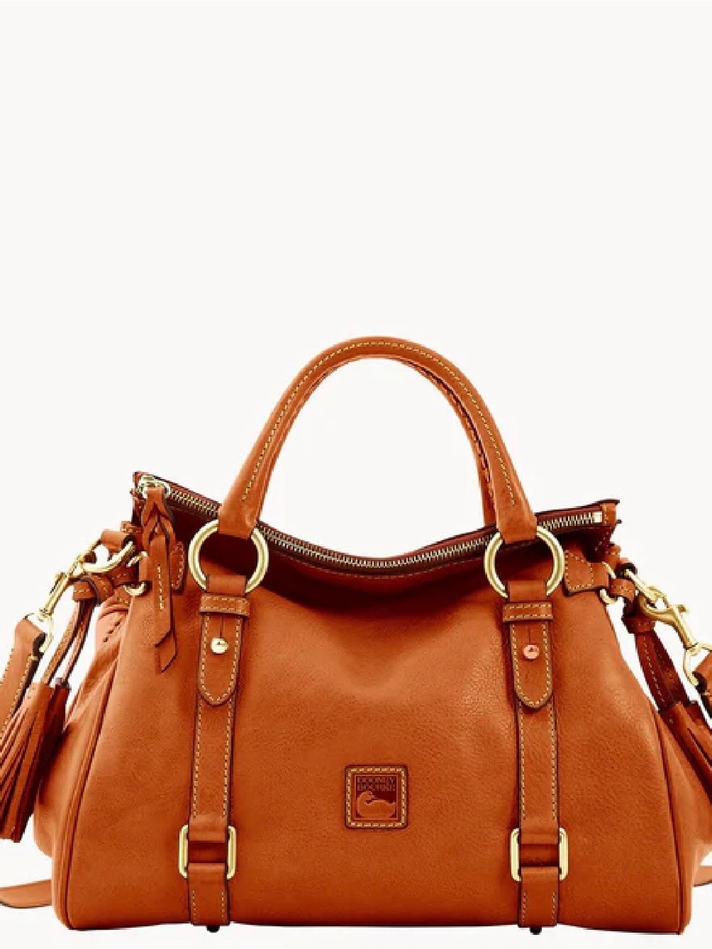 Dooney & Bourke Cognac Leather Satchel with Tassel